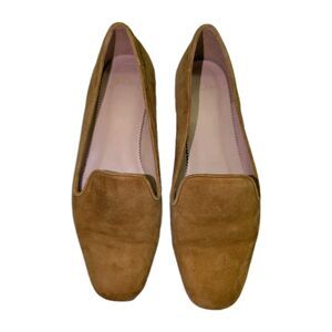 J. Crew Flats Women Size 6.5 Camel Brown Suede Leather Slip On Smoking Slippers